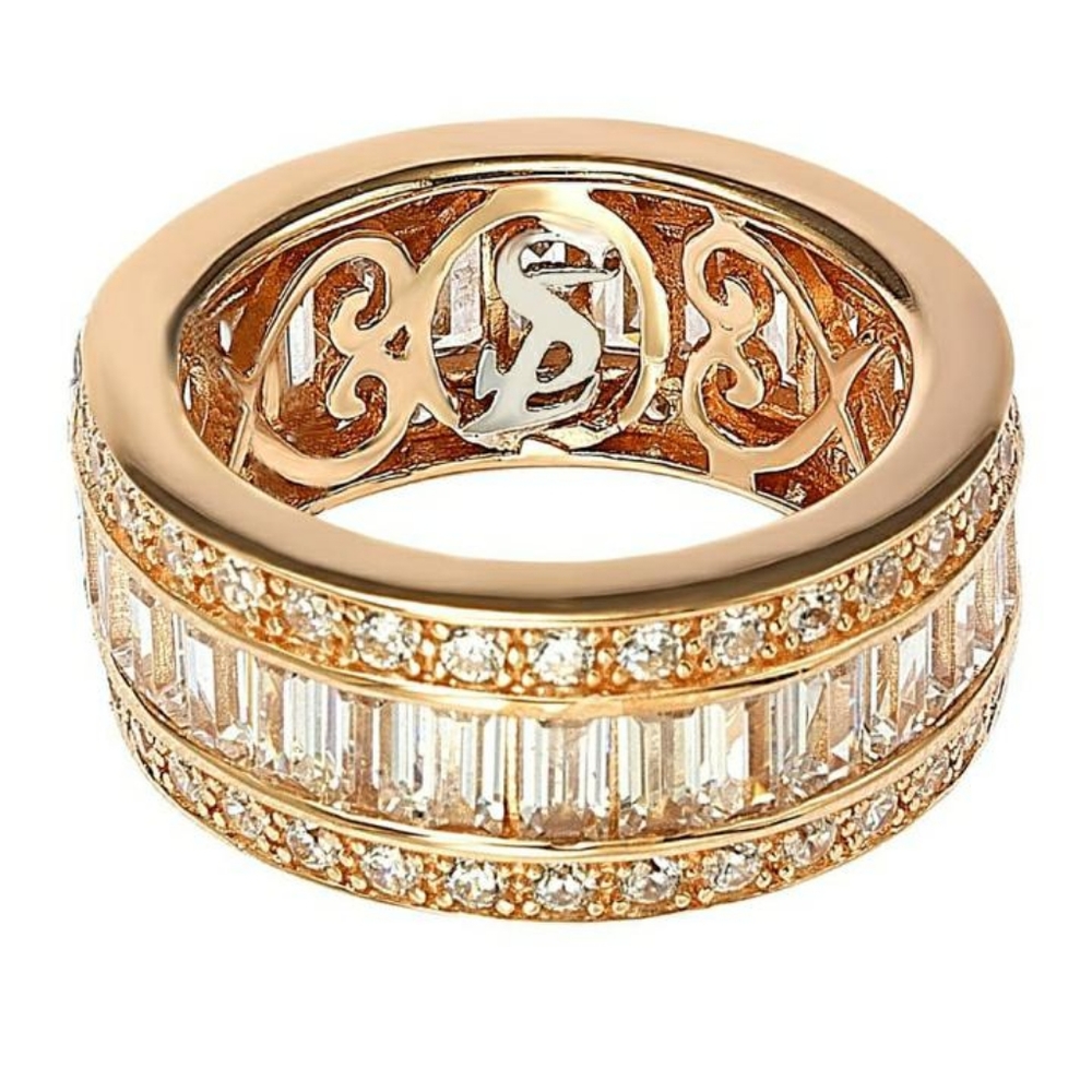 14K Rose Gold Plated Sterling Silver Baguette Cut